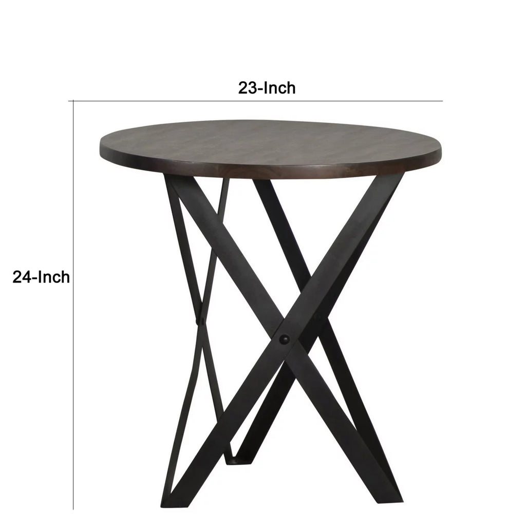 24 Inch Round Acacia Wood Side End Table D79067