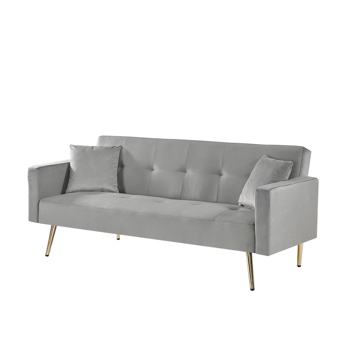 Cream White Velvet Convertible Futon Sofa Bed L603588