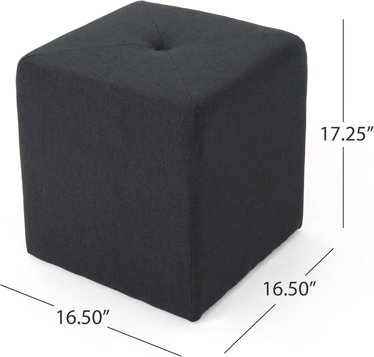 Dark Charcoal Fabric Square Ottoman H887