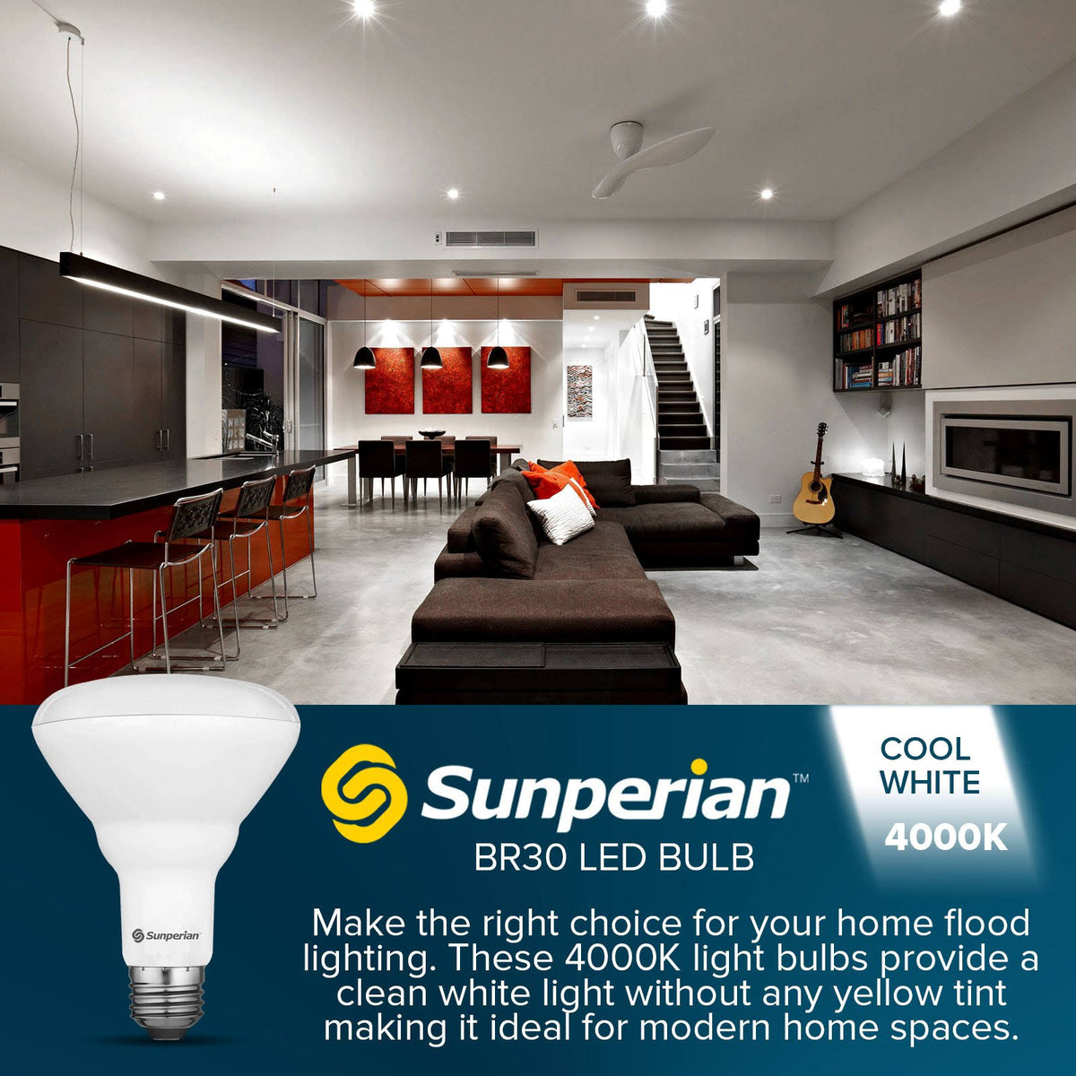12 Pack BR30 LED Bulb 8.5W 4000K Cool White 800lm Dimmable Flood Light Bulbs N922833