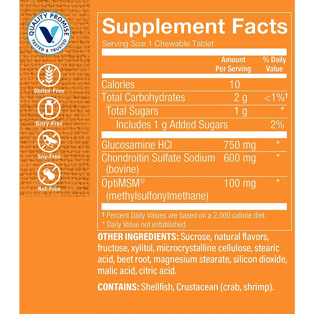 Glucosamine Chondroitin MSM Chewable Wafers Raspberry 120 Count C261