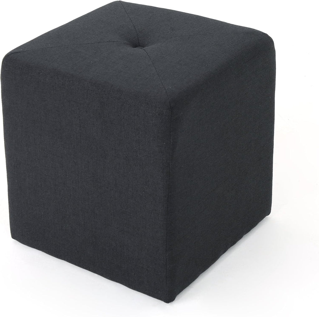 Dark Charcoal Fabric Square Ottoman H887