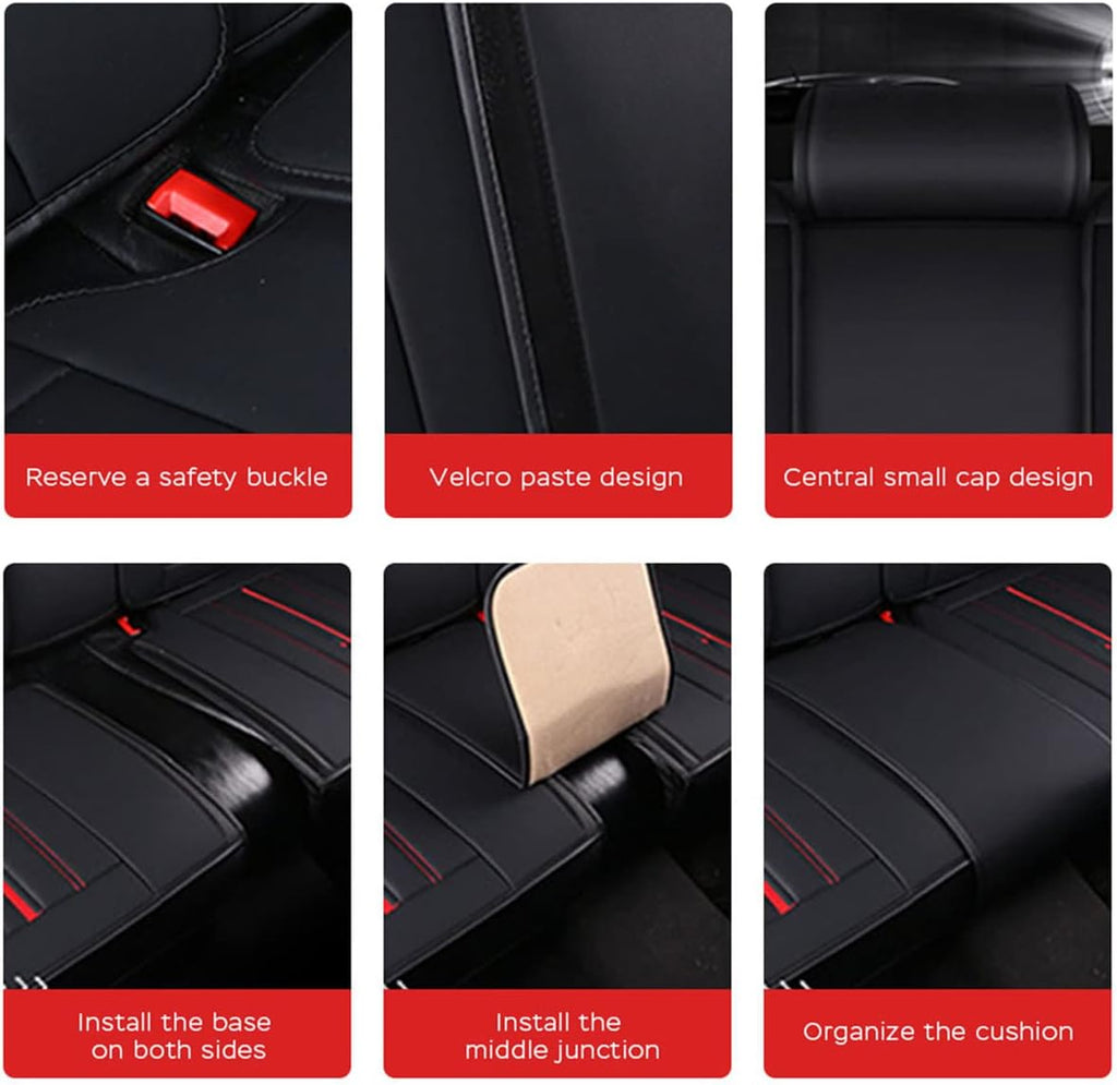 Waterproof PU Leather Car Seat Covers for Front and Rear Seats, Black Y656423