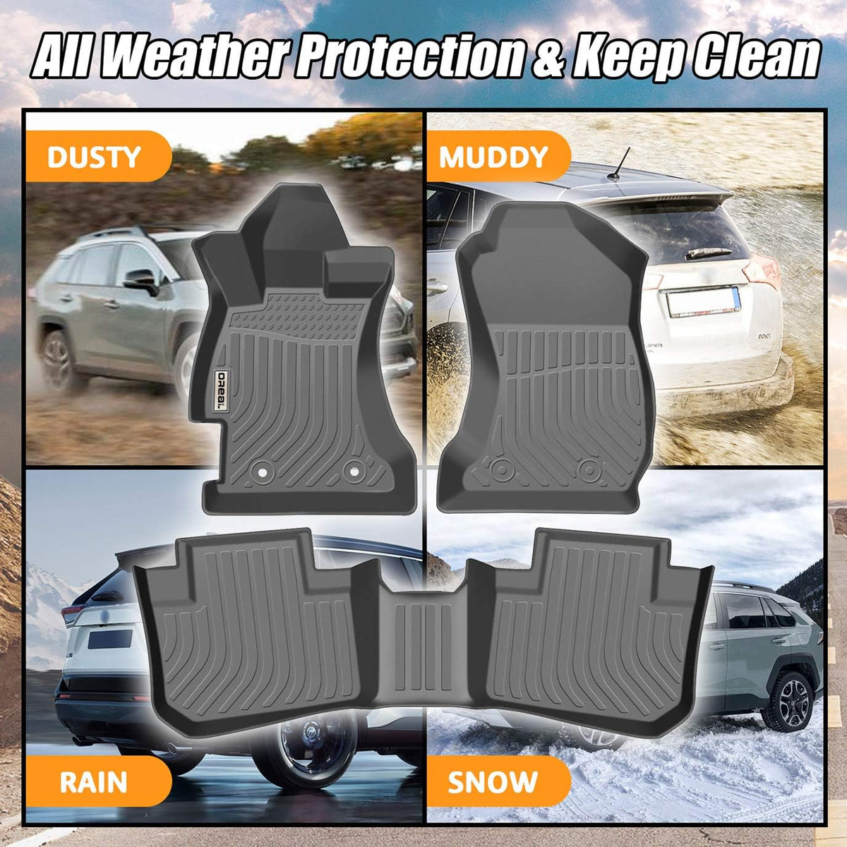 Black Floor Mats Replacement for Subaru Forester Front and Rear Car Carpet R1661