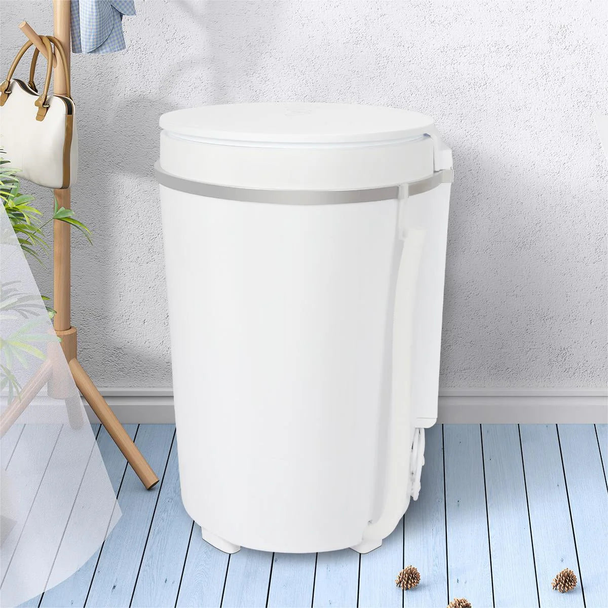 7.7lbs Mini Portable Washing Machine with Spiner Basket, Timer Control and Drain Hose, White L58440