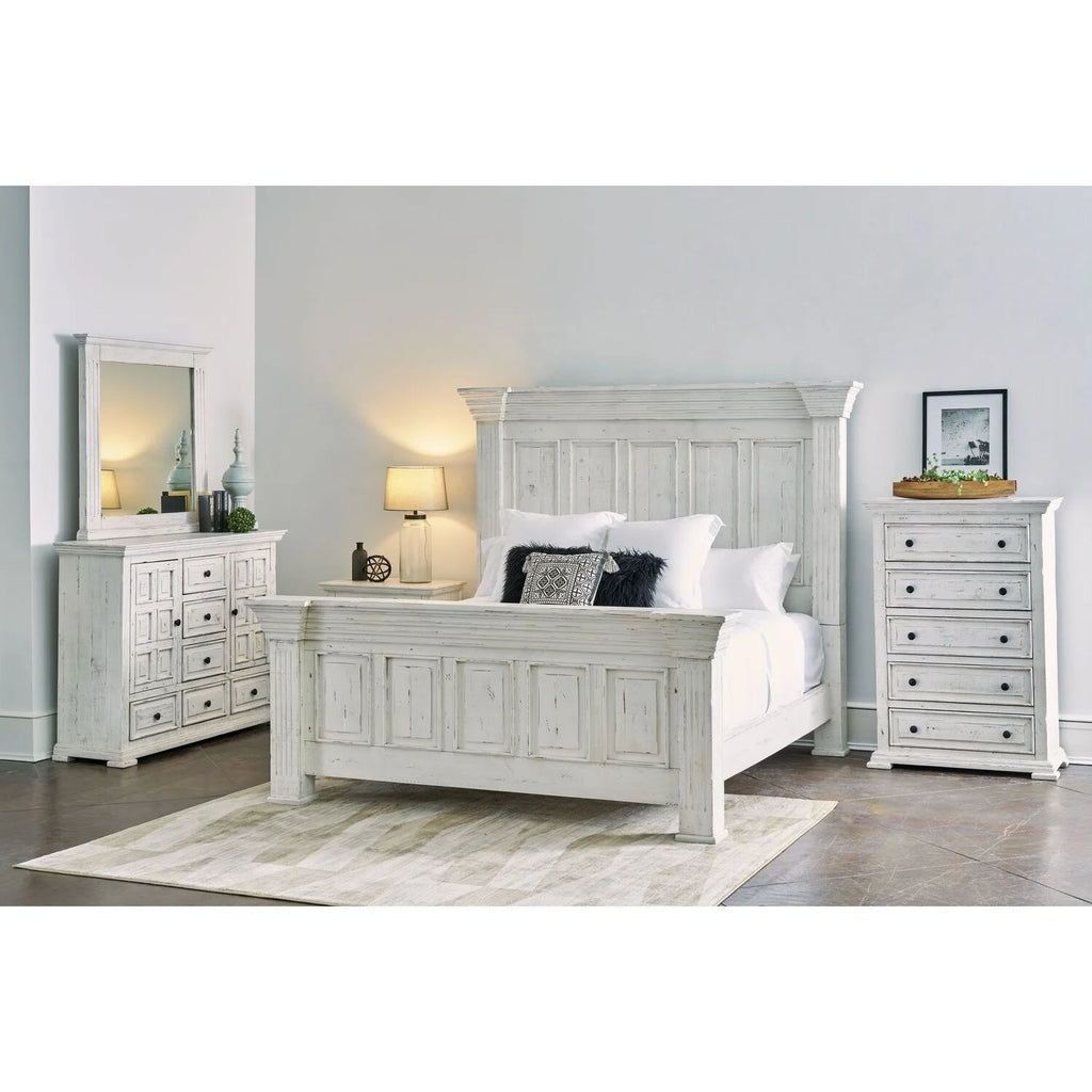 White 6 Drawer Wood Dresser and Mirror Set D51884