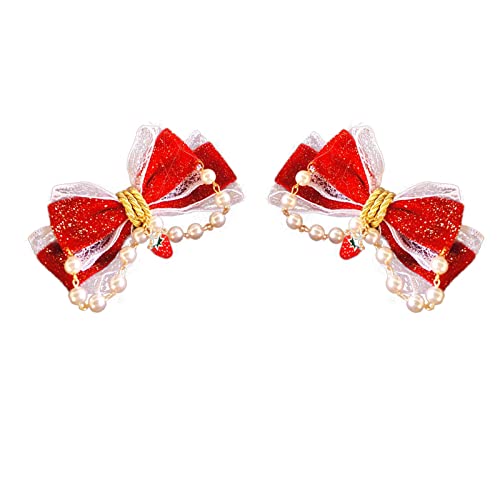Red Velvet Bow Hair Clips L298