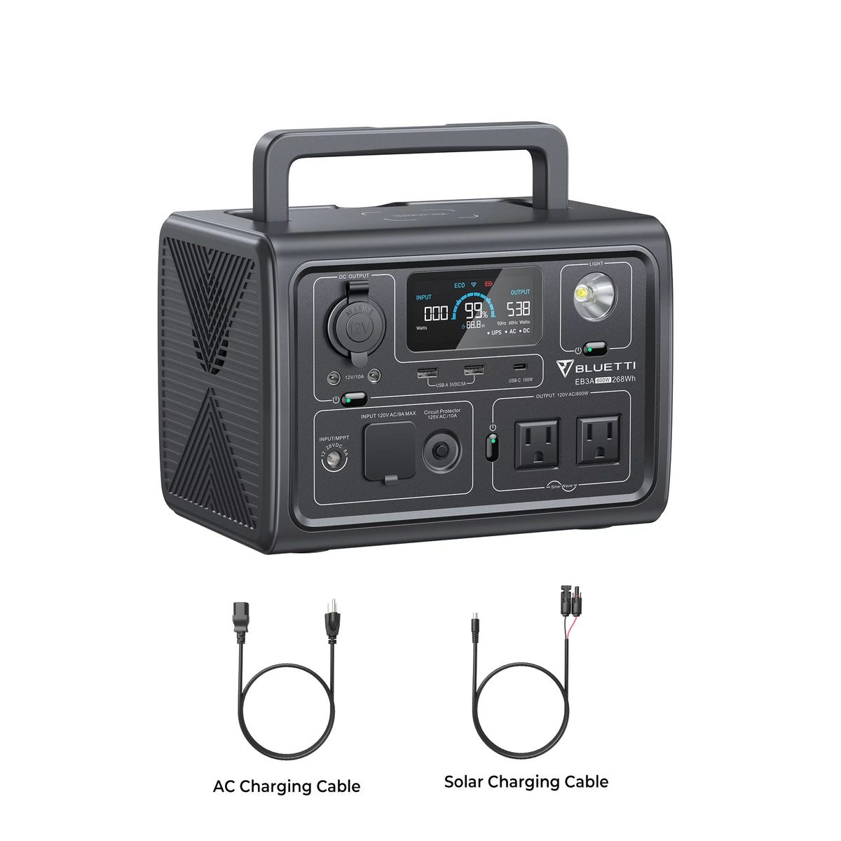 Portable Solar Power Station 268Wh 600W AC Output T69606