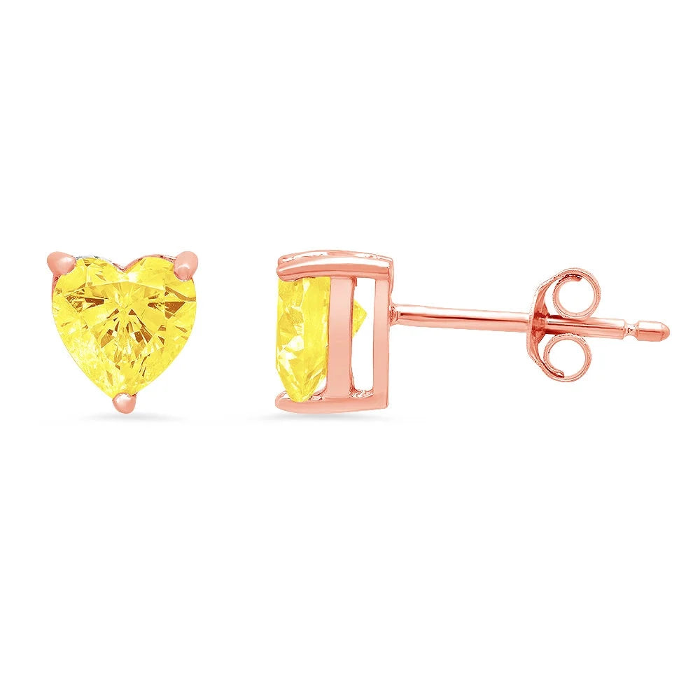 14K Rose Gold Heart Cut Stud Earrings E85297