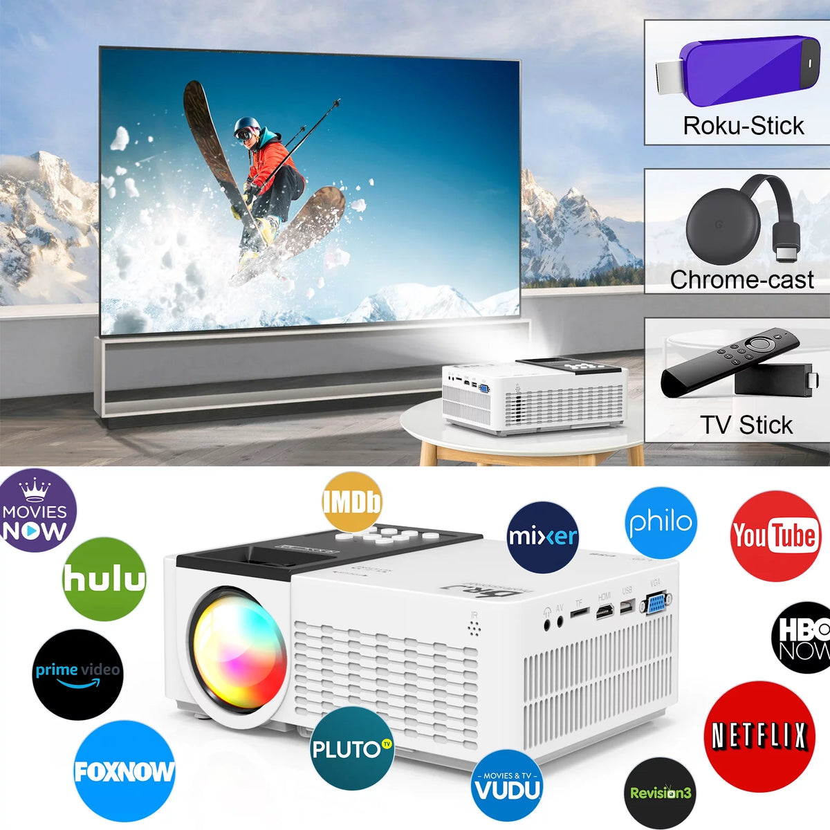 5G WiFi Bluetooth Projector 1080P HD W431