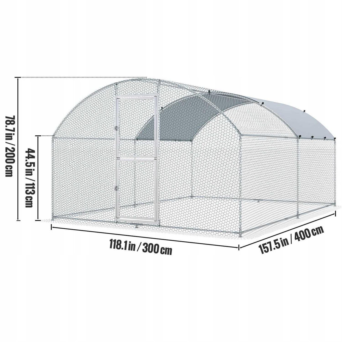 Large Metal Chicken Coop with Run and Waterproof Cover W371