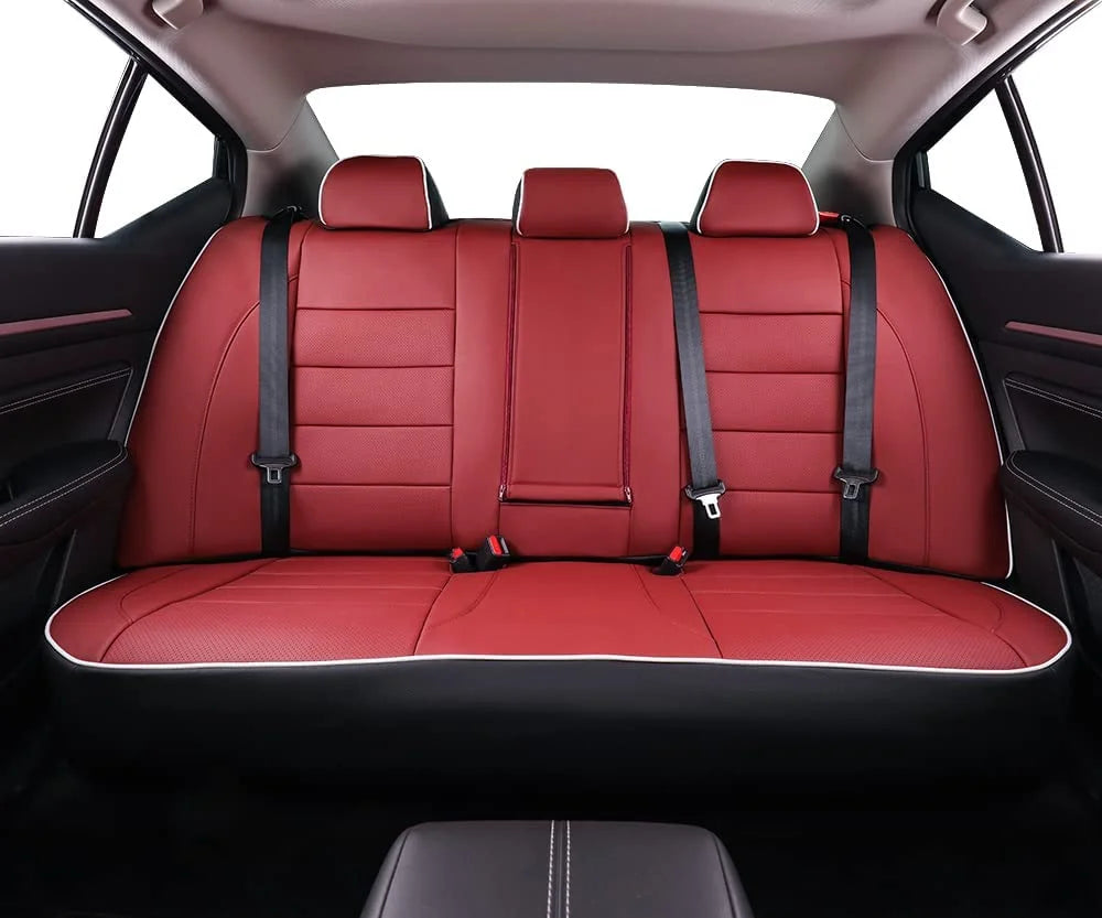 Burgundy Leatherette Full Set Car Seat Covers W54892
