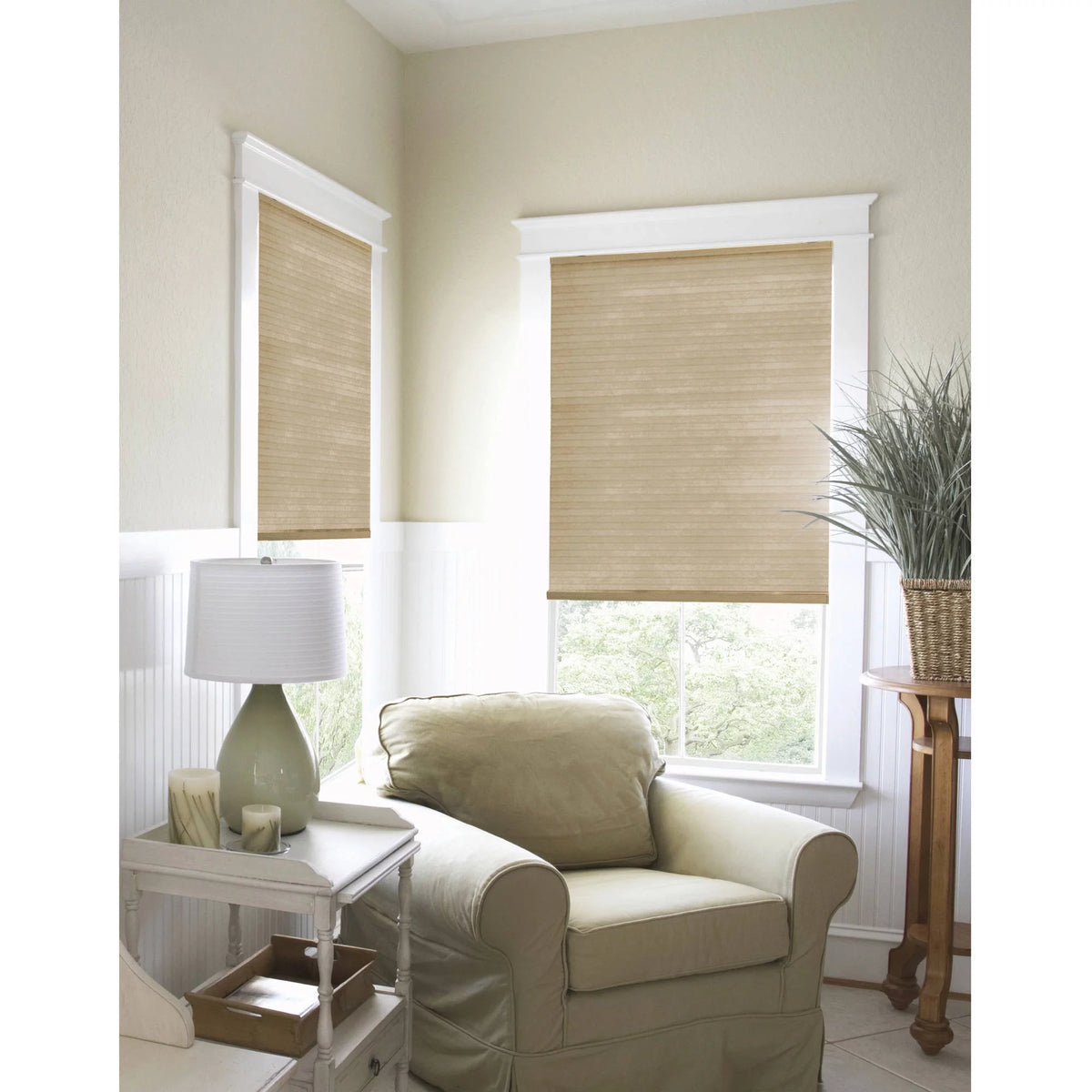 Brown Cordless Light Filtering Polyester Honeycomb Window Shades N944903