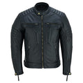 Men's Distress Zip Up Leather Motorbike Jacket D12569