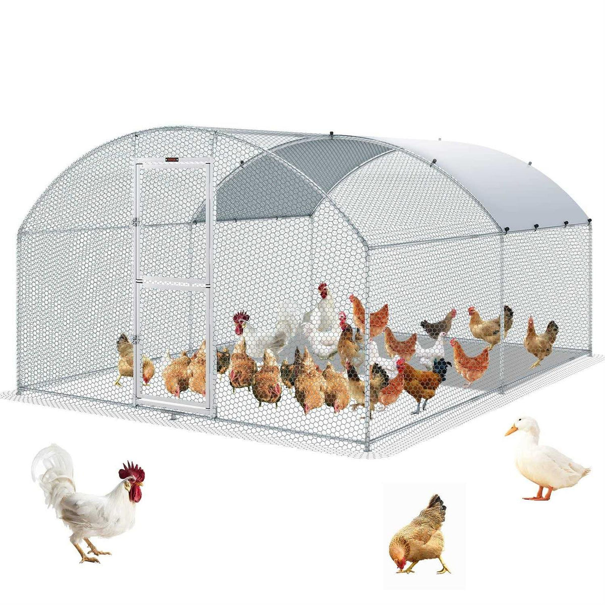 Large Metal Chicken Coop with Run and Waterproof Cover W371