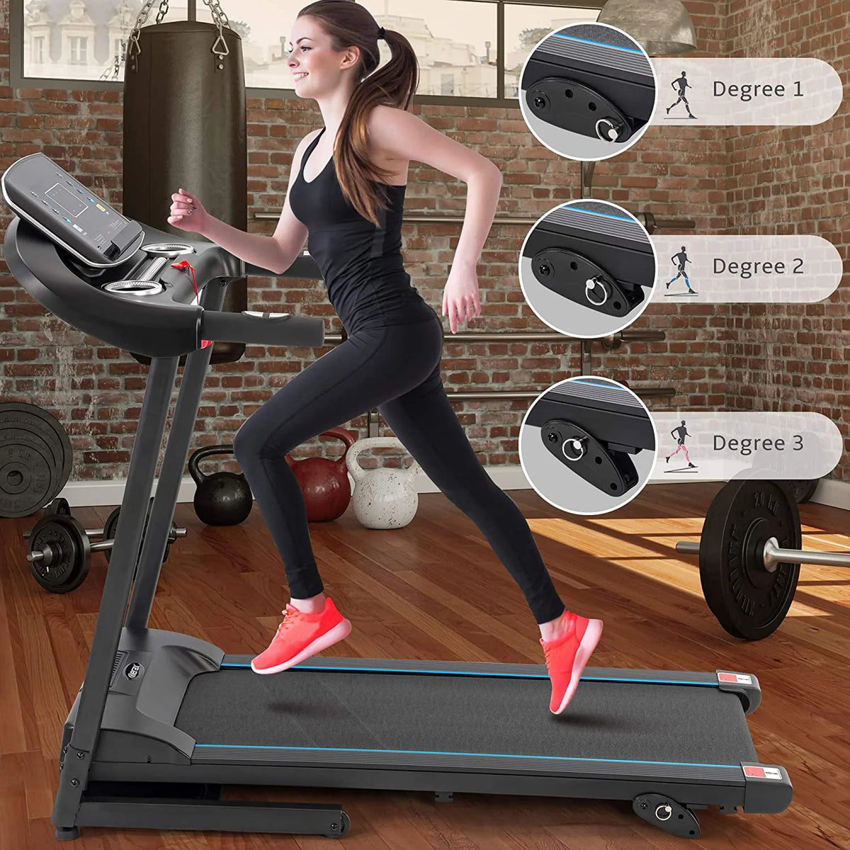 3.5HP Folding Electric Treadmill with Incline, Black F271018