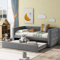 Gray Twin Size Upholstered Daybed with Trundle B103469