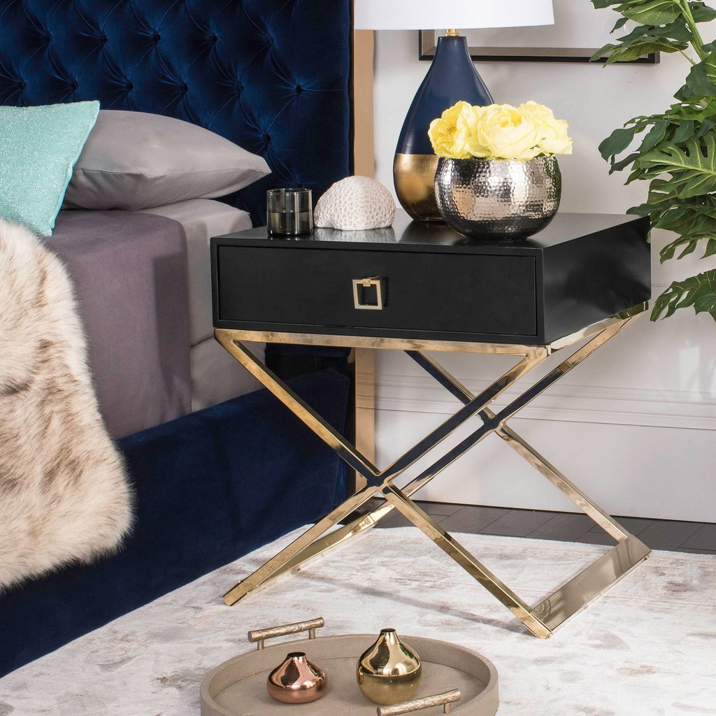 Black Cross Leg End Table U94697