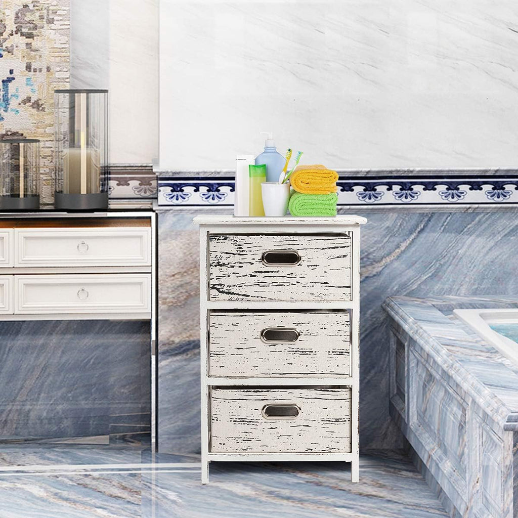 3 Fabrics Storage Drawer Units with Wood Frame Dresser Cabinet Y6053