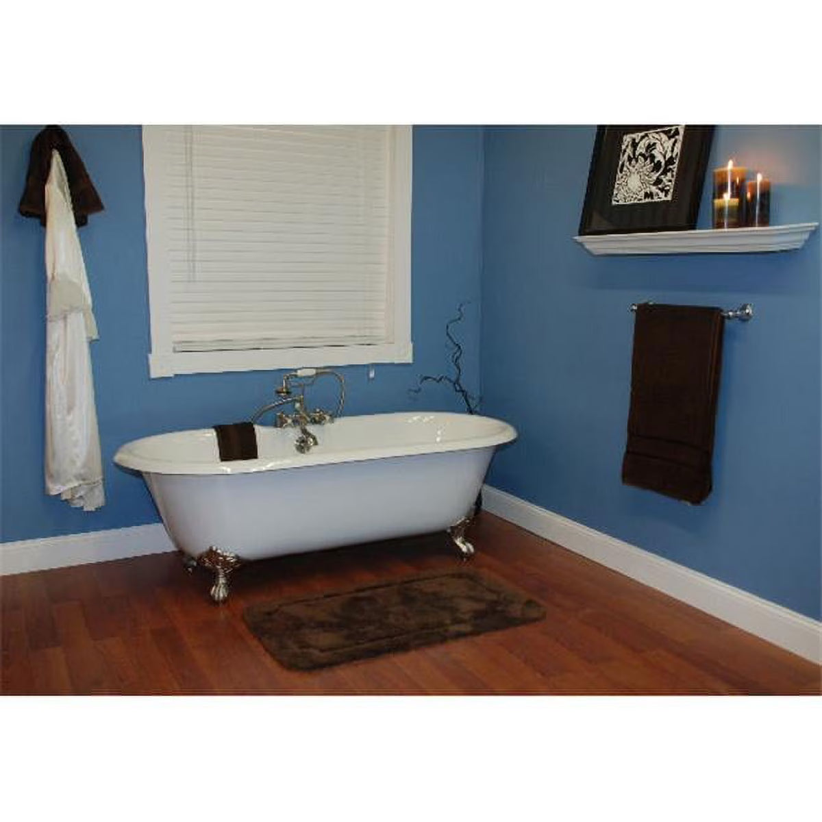 Cast Iron Double Ended Clawfoot Tub with Brushed Nickel Feet T627042