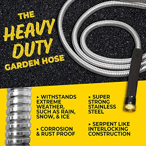 100 Ft Stainless Steel Garden Hose with Nozzle Z366