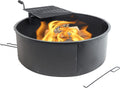 36 Inch Heavy Duty Steel Wood Burning Fire Pit with Cooking Grate and Fire Poker X22733