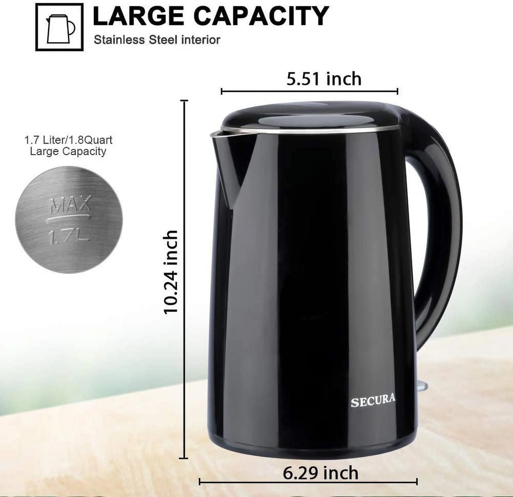 Stainless Steel Double Wall Electric Water Kettle 1.8 Quart U24280