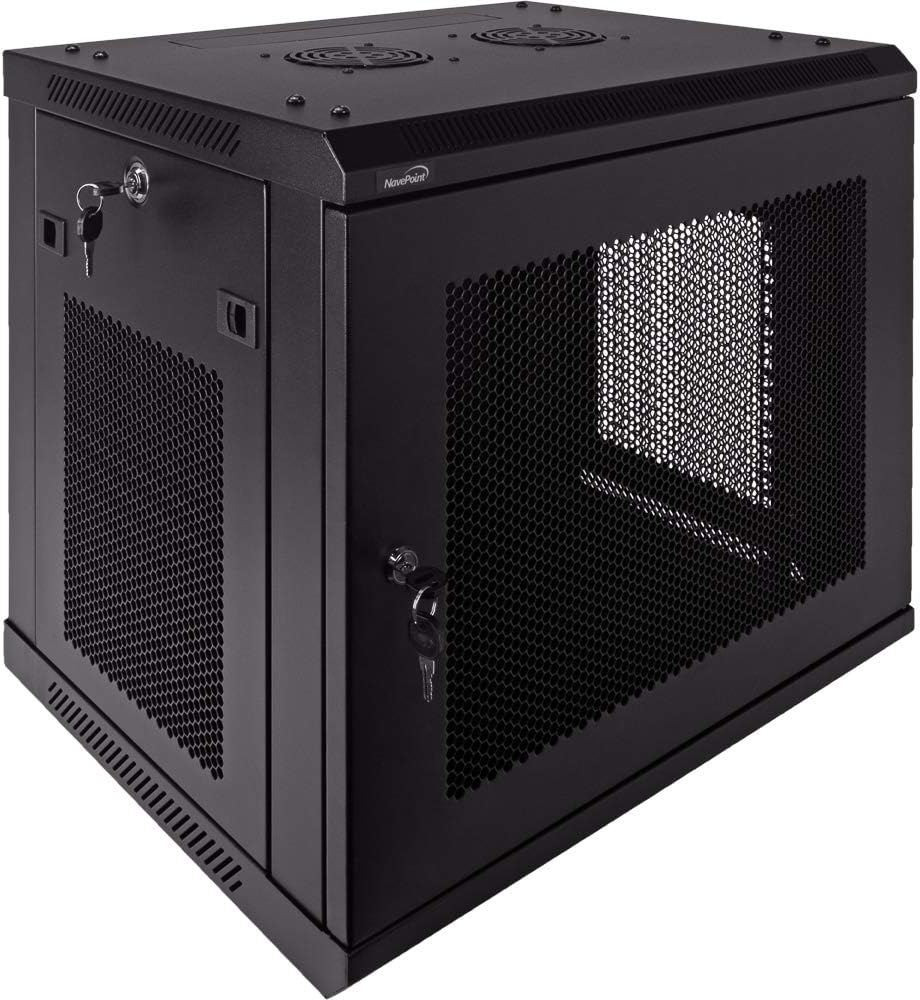 9U Wallmount Cabinet Enclosure 19-Inch Server Network Rack with Locking Perforated Door Black X947