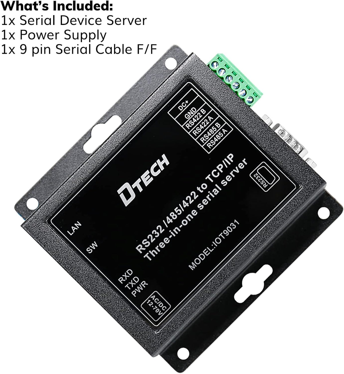 Serial to Ethernet Converter Adapter RS232 RS422 RS485 to TCP IP Device Server, Pack of 2 O629439