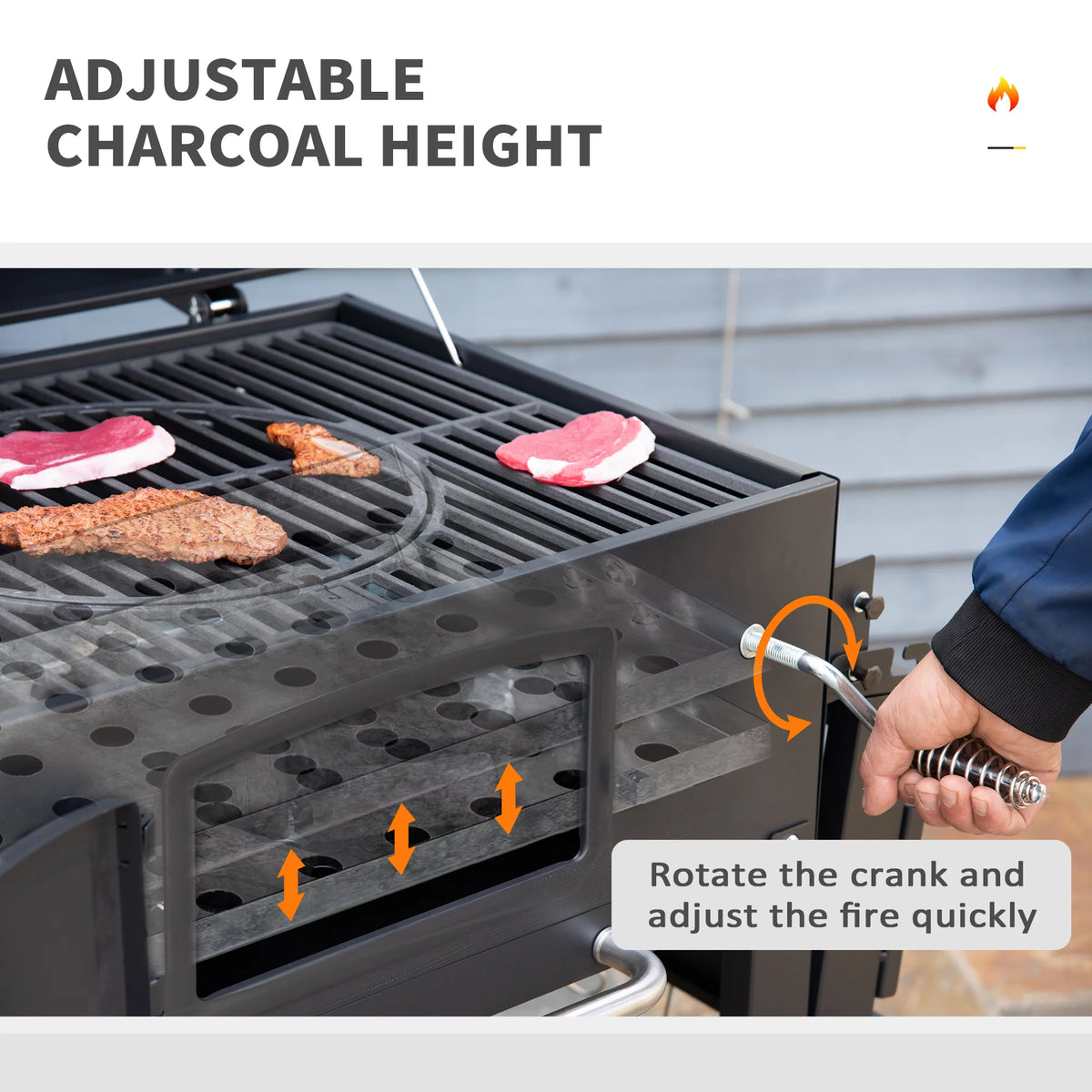Charcoal Grill with Adjustable Charcoal Height B8853