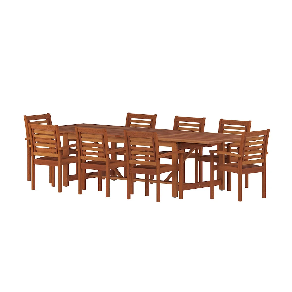 Eucalyptus 9-Piece Extendable Rectangular Patio Dining Set L566
