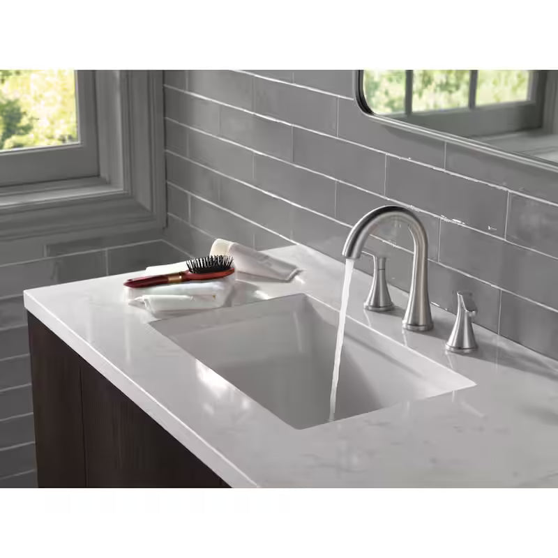 8 in. Widespread Double Handle Bathroom Faucet Brushed Nickel A188