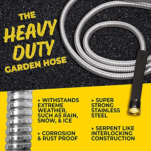 100 Ft Stainless Steel Garden Hose with Nozzle Z366