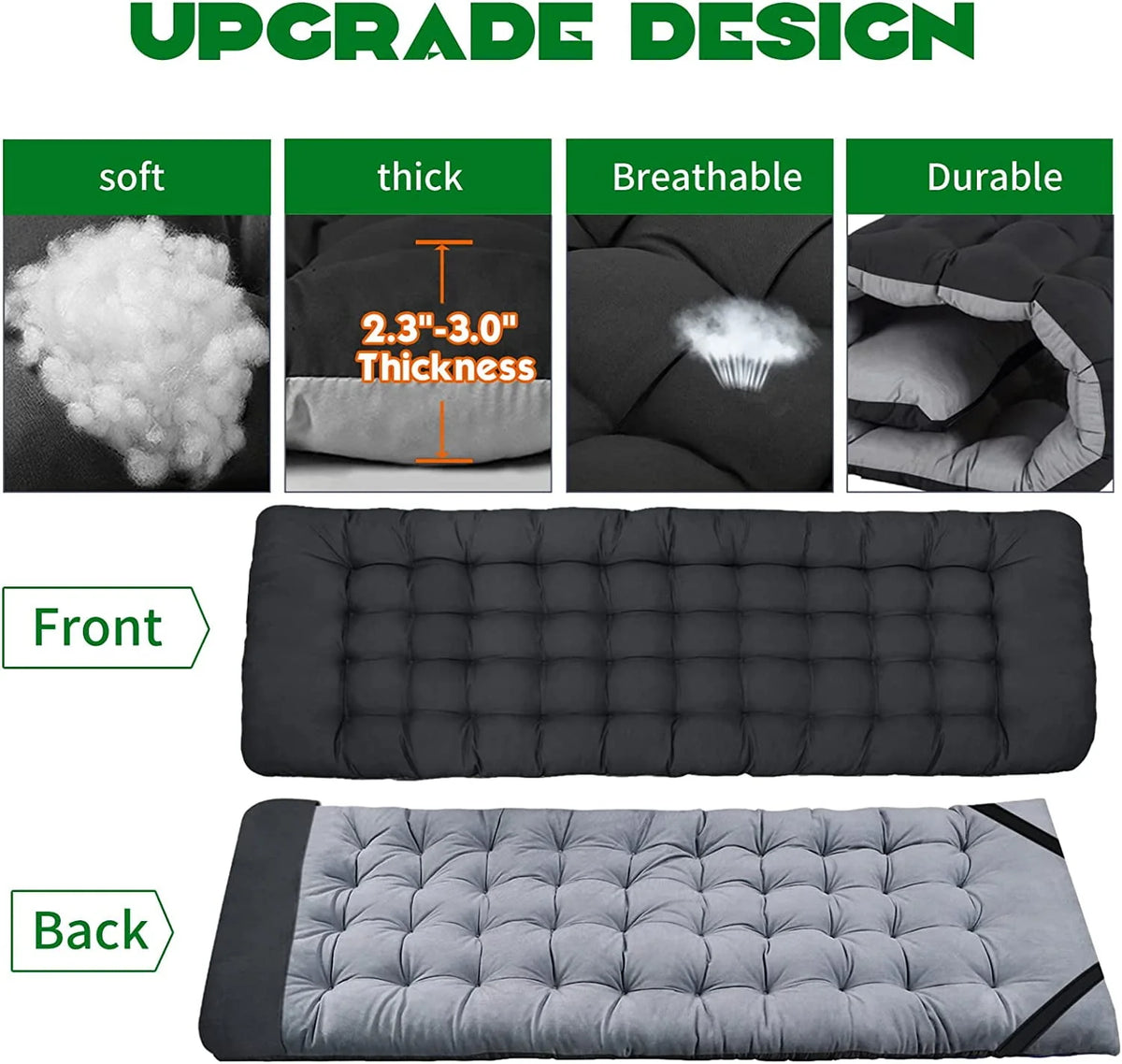 Oversized XXL Folding Camping Cot with Cushion & Carry Bag D591717