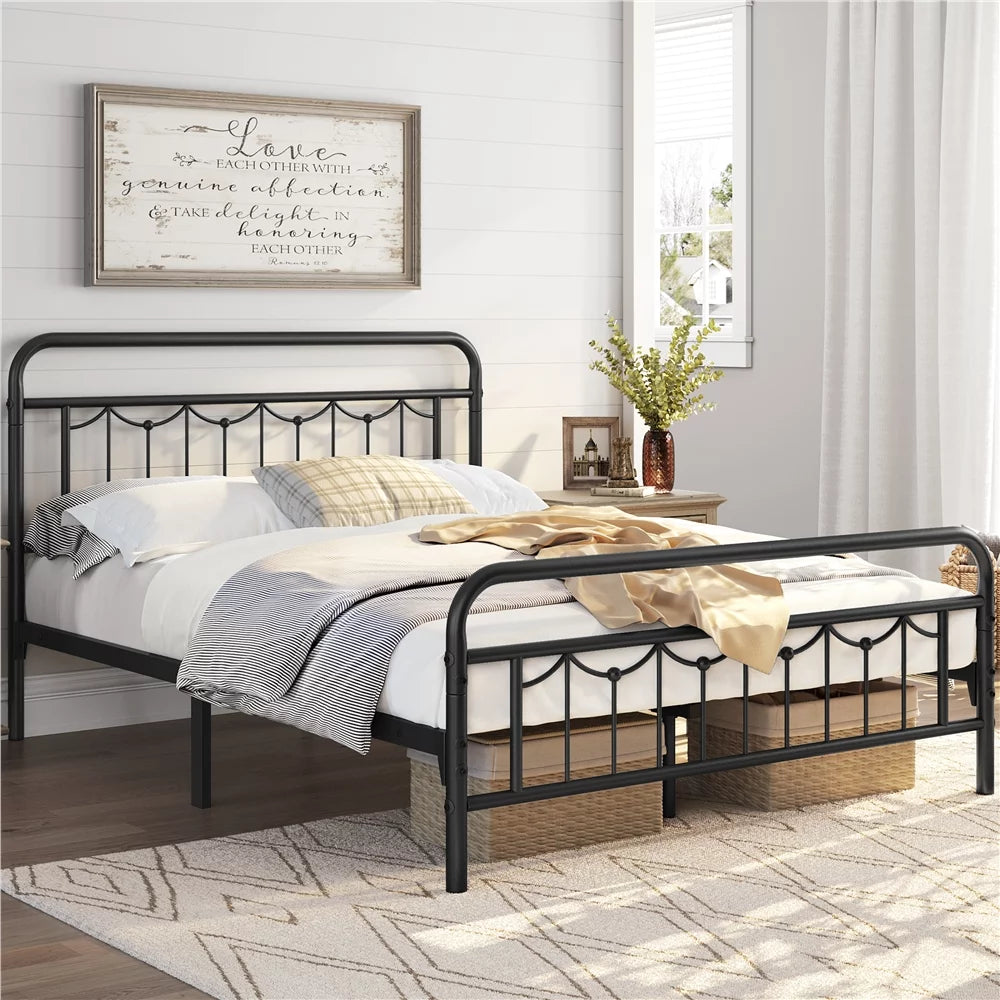 Twin Metal Platform Bed with Headboard and Footboard Z24343
