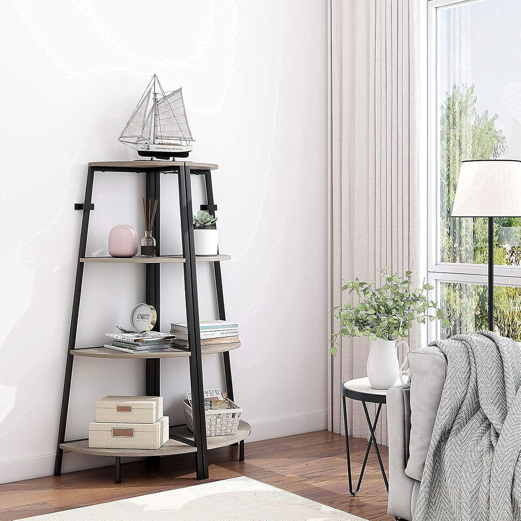 Grey 4 Shelves Corner Bookcase K646724