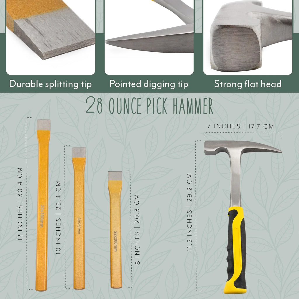 15-Piece Rockhound Mining Kit with Hammer, Chisels, Musette Bag P250349