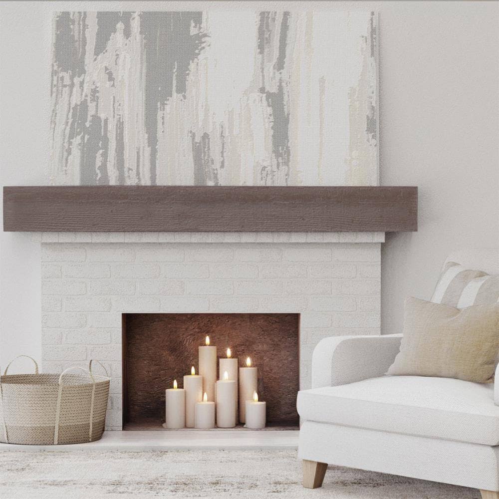 Rough Sawn Faux Wood Fireplace Mantel, Aged Pecan R681
