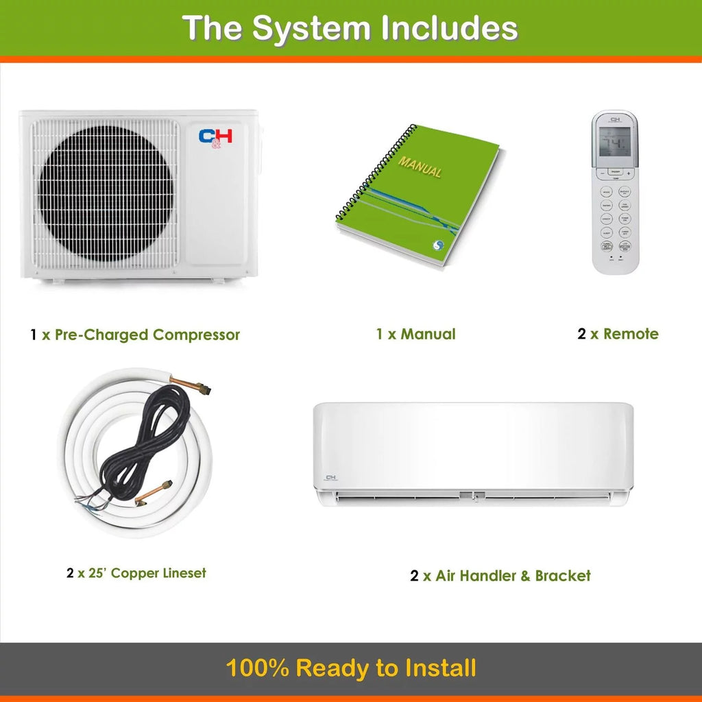 Mini Split Air Conditioner Heat Pump 2 Zone 9000 24000 BTU M71130