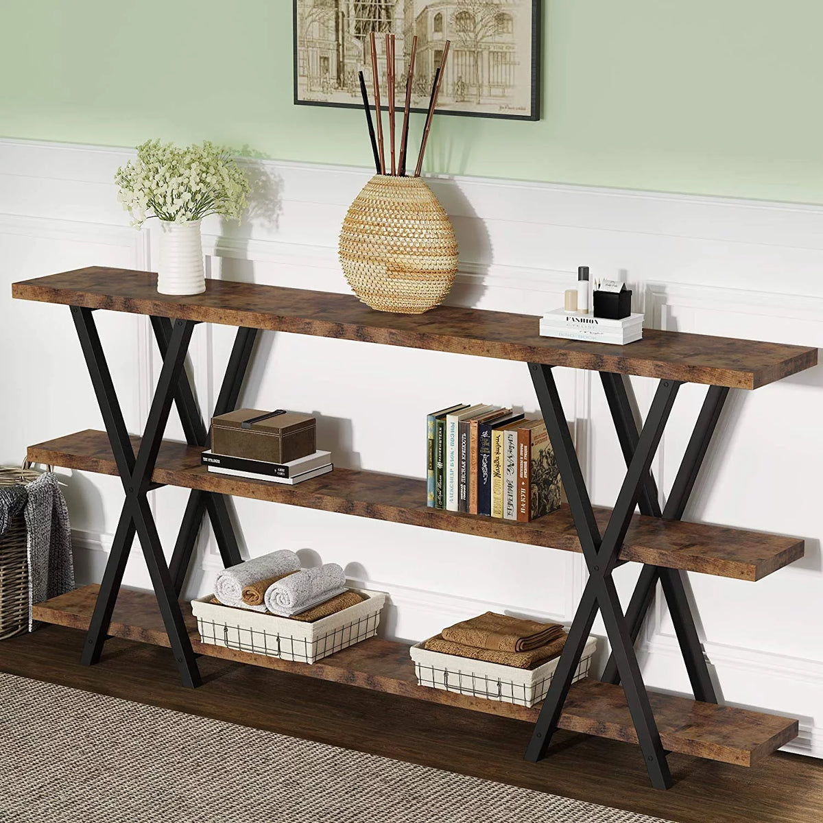 Narrow Long Sofa Table with Storage 70.8 Inch Z9983
