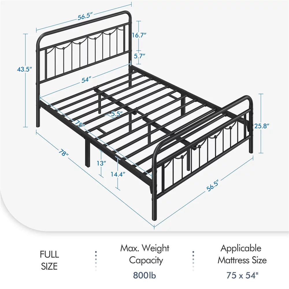 Twin Metal Platform Bed with Headboard and Footboard Z24343
