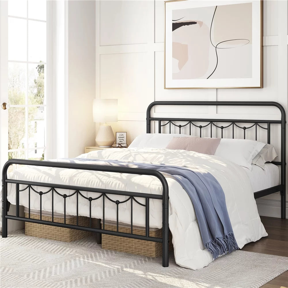 Twin Metal Platform Bed with Headboard and Footboard Z24343