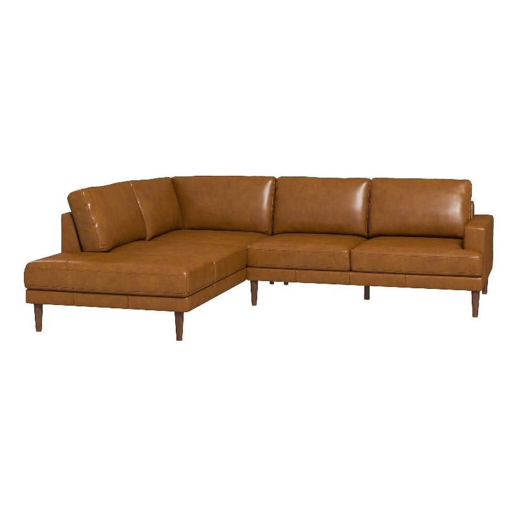Cognac Tan Genuine Leather Corner Sectional Couch H3935