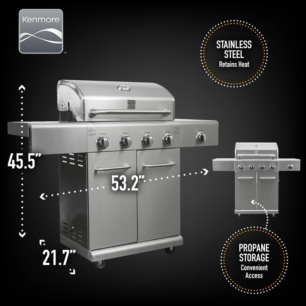 4 Burner Stainless Steel Propane Gas BBQ Grill with Side Burner M241