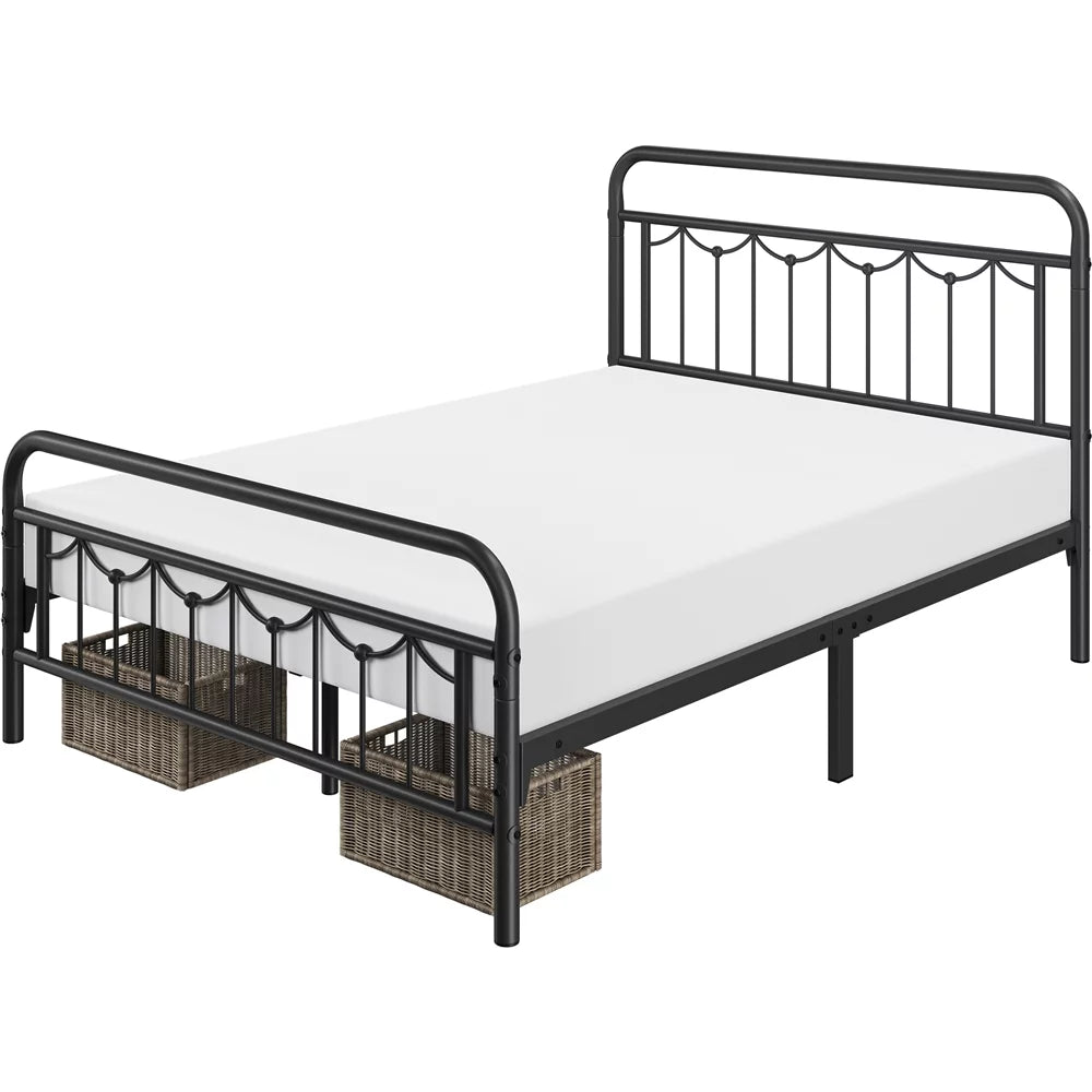 Twin Metal Platform Bed with Headboard and Footboard Z24343