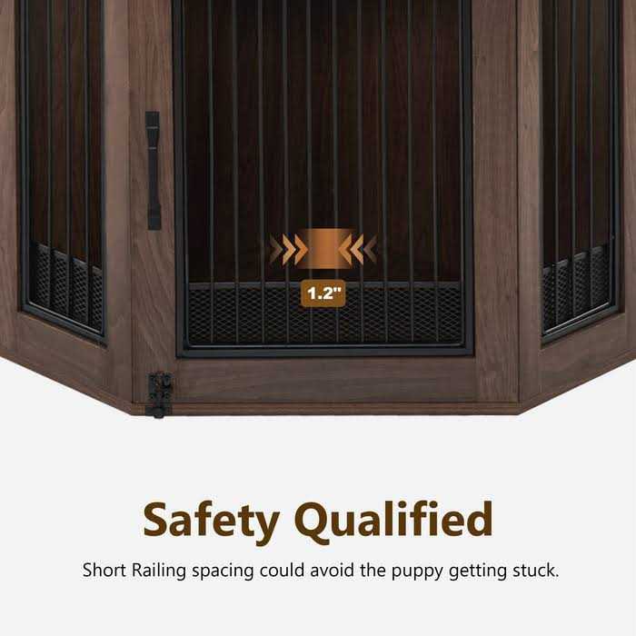 Corner Dog Crate Furniture with Glass Shelves Wooden Dog Kennel with Door O612