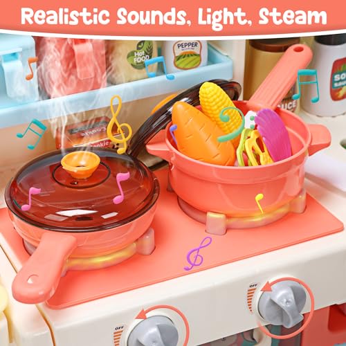 Pink Kids Kitchen Playset with Sound and Light J863