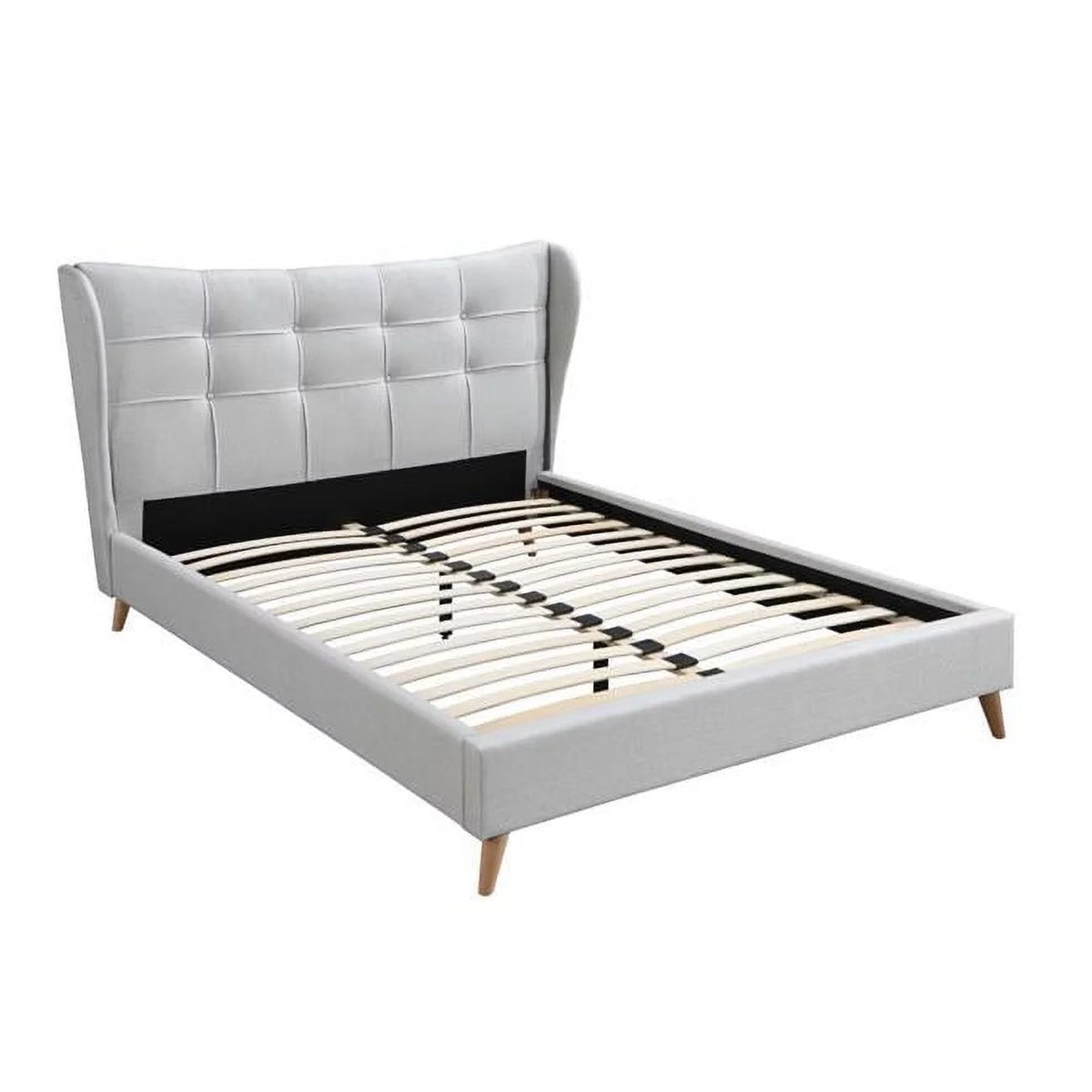 King Size Light Gray Fabric Bed S318