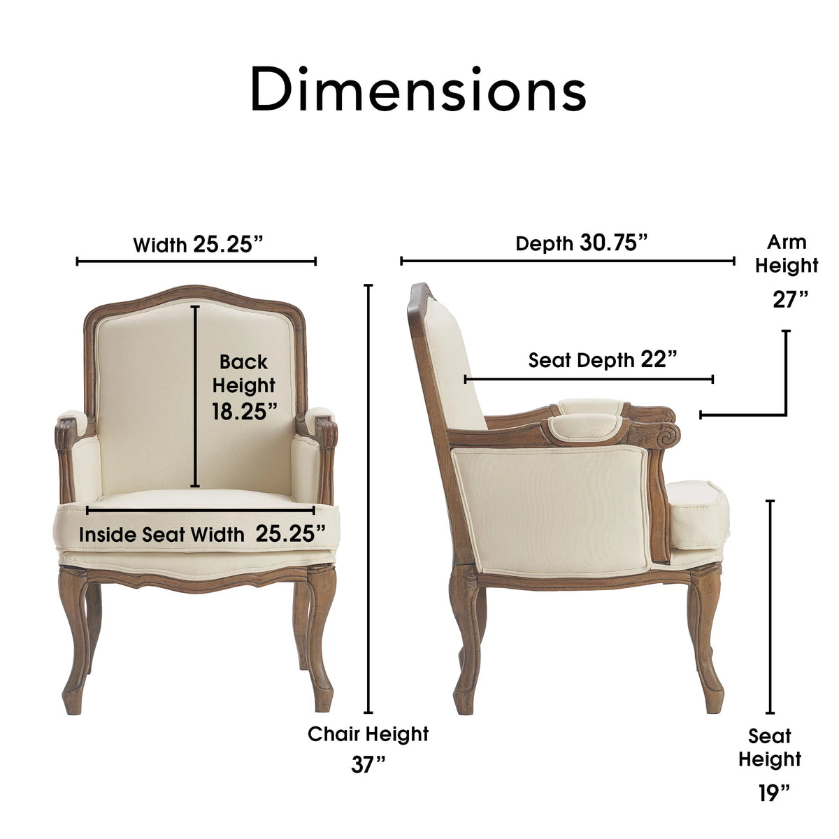 Cream Upholstered Accent Armchair Y47852