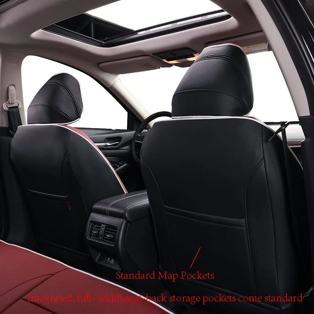Burgundy Leatherette Full Set Car Seat Covers W54892